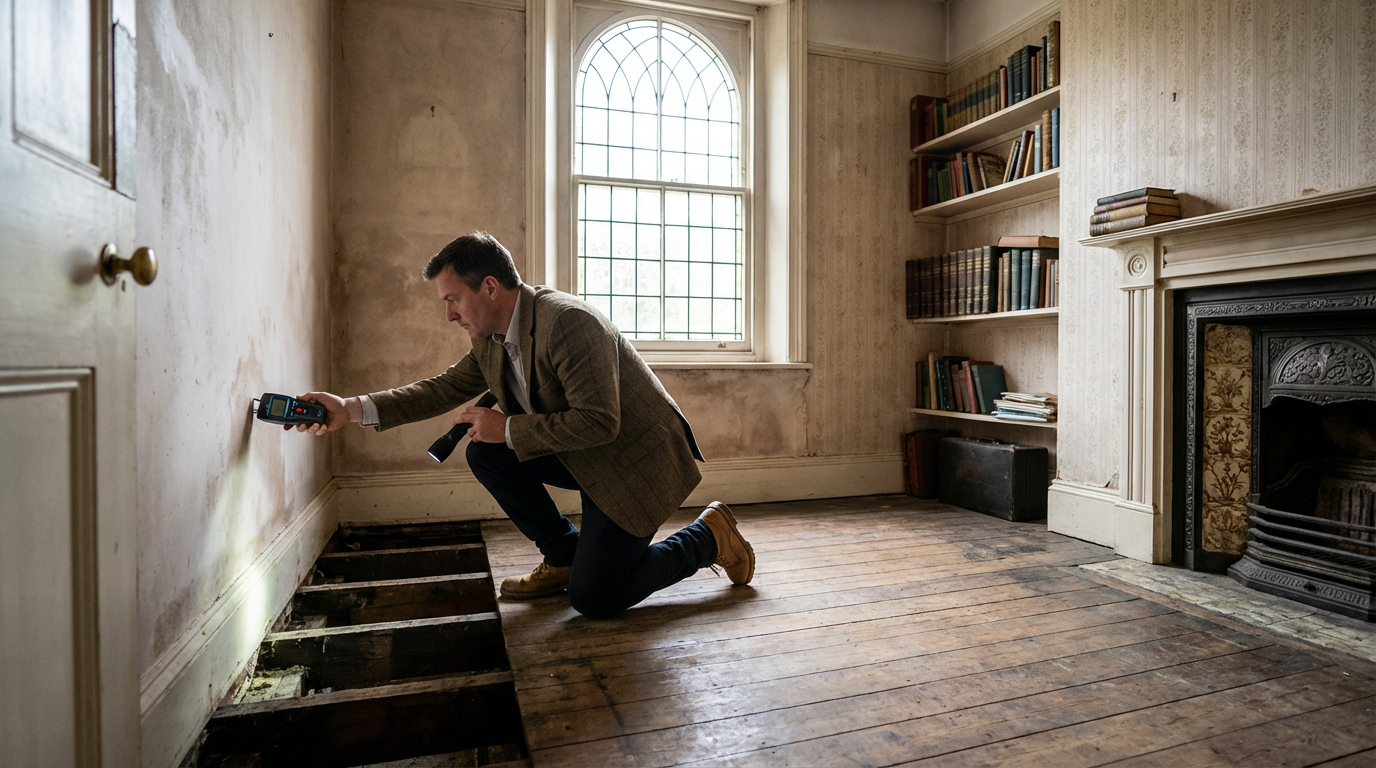 Oxford Surveyor conducting a Level 2 home survey inspection on a Victorian property in Oxfordshire